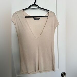Primark Beige V-Neck Cap Sleeve Tank Top